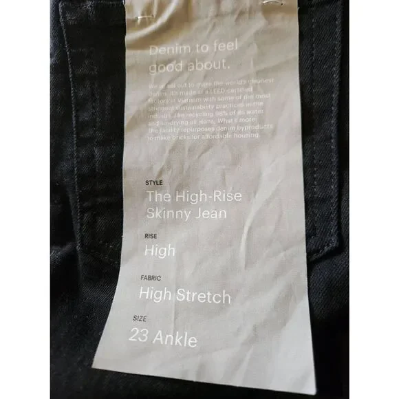 NWT Everlane black The High-Rise Skinny ankle Jeans sz 23 - Picture 5 of 6